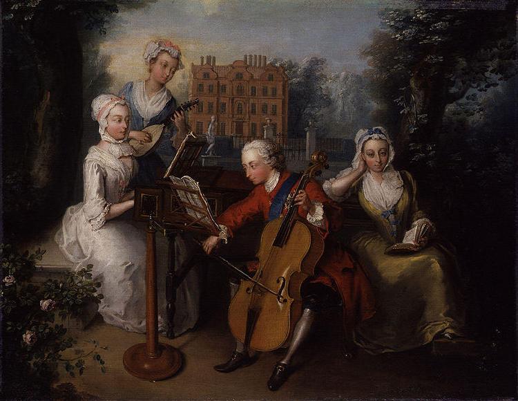 unknow artist Frederick, Prince of Wales, and his sisters oil painting image